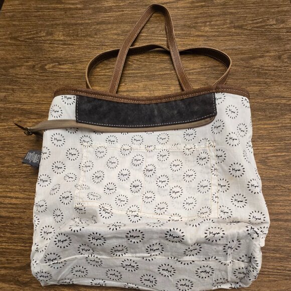 MYRA BAG Women's 100% Cotton/Leather Aztec Design Shoulder Tote Bag - Size Large - Picture 14 of 15